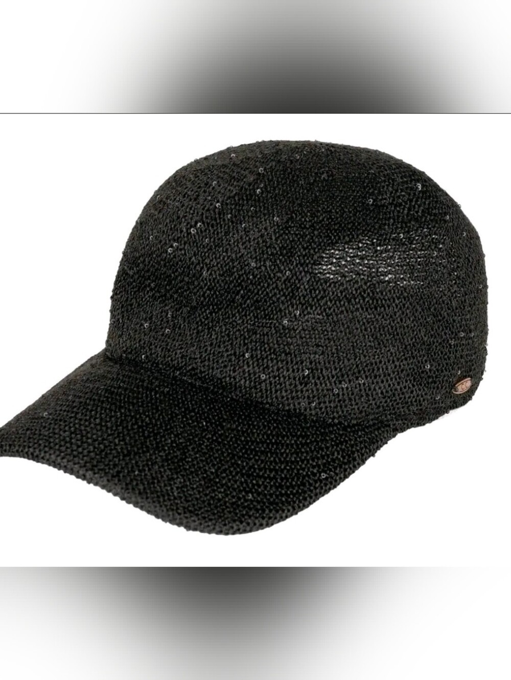 Sequin Knit Baseball Cap - Black
